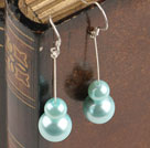 lovely light blue sea shell beads earrings