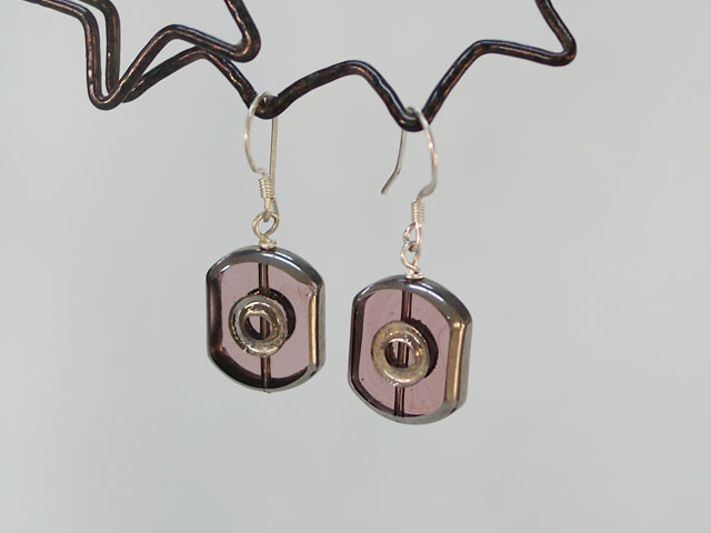 Popular Pink Colored Glaze Loop Earrings With Fish Hook