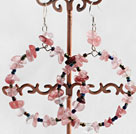 Fashion Large Loop Cherry Quartz Chips Dangle Earrings With Fish Hook