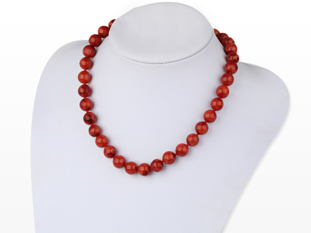 17.5 inches 12mm grass coral beaded necklace