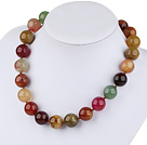 Fashion 18Mm Round Three Color Jade Beaded Necklace With Moonight Clasp