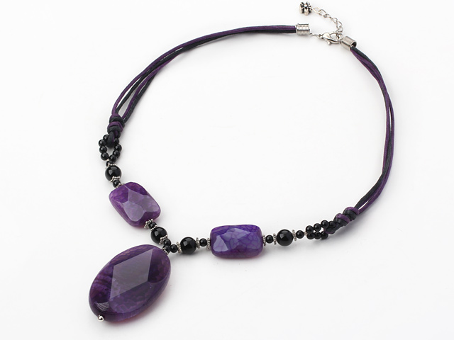 purple agate necklace with extendable chain