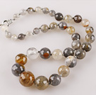 round cloudy color crystal graduated beaded necklace