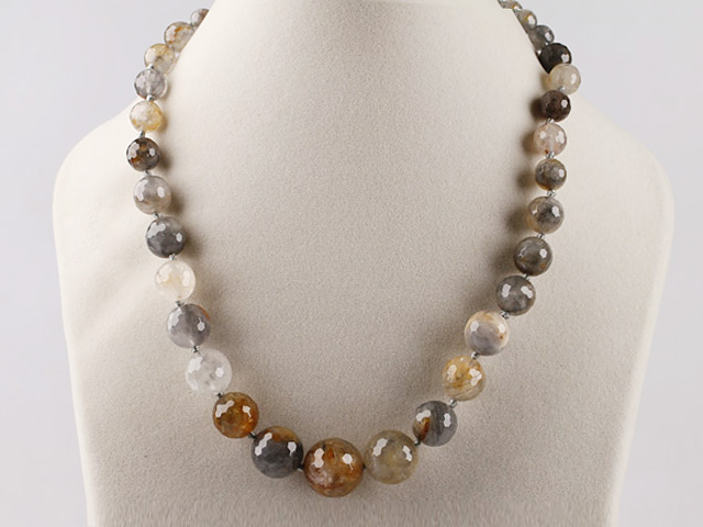 round cloudy color crystal graduated beaded necklace