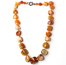 Orange Series Single Strand Brazil Irregular Shape Fillet Burst Pattern Agate Knotted Necklace