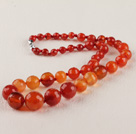 Round faceted red agate graduated beaded necklace