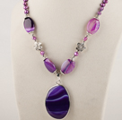 purple pearl and agate necklace pendant with extendable chain