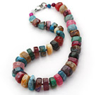 Multi Color Single Strand Brazil Wheel Shape Burst Pattern Agate Knotted Necklace