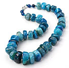 Blue Series Single Strand Brazil Wheel Shape Burst Pattern Blue Agate Knotted Necklace