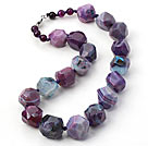 Purple Series Single Strand Brazil Stripe Pattern Purple Agate Knotted Necklace