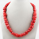Big Style Cylinder Shape Red Coral Necklace with moonlight Clasp