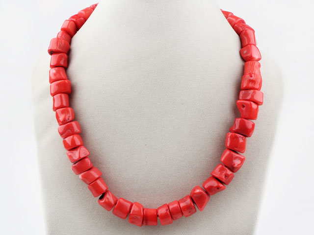 Big Style Cylinder Shape Red Coral Necklace with moonlight Clasp