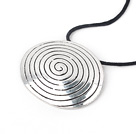 Simple Style Annular Shape Tibet Silver Pendant Necklace With Black Cord