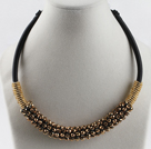 popular style 16.9 inches golden crystal beaded necklace 