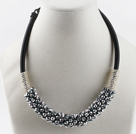 popular style 16.9 inches silver grey crystal beaded necklace 