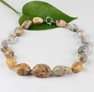 chunky style crazy agate necklace with moonlight clasp