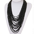 admirably multi strand 2-4mm black manmade crystal necklace 