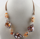 17.7 inches colored glaze agate and stone chips necklace with extendable chain