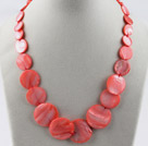 Watermelon red color shell disc necklace with lobster clasp