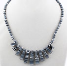 New Design Fan Shape Black Color Taiwan Turquoise Necklace