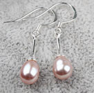 Classic Design Natural Purple Freshwater Pearl Bridal Earrings