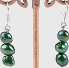 Lovely Layer Dyed Green Freshwater Pearl Dangle Earrings With Fish Hook