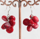 Lovely Red Coral Dangle Earrings With Fish Hook