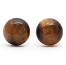 Classic and Simple Design Round Tiger Eye Studs ( Metal Needle )