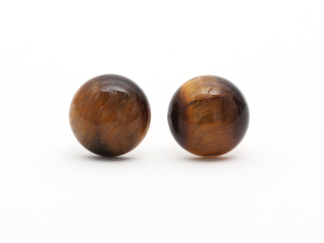 Classic and Simple Design Round Tiger Eye Studs ( Metal Needle )