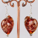Lovely Short Style Red Colored Glaze Heart Dangle Earrings With Fish Hook