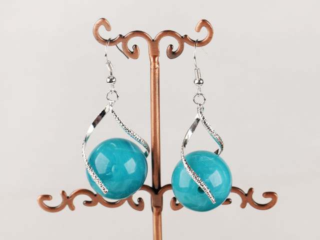 popular 20mm turquoise blue acrylic ball earrings