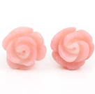 Beautiful Pink Coral Lovely Rose Shape Ear Studs