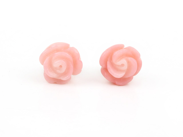 Beautiful Pink Coral Lovely Rose Shape Ear Studs