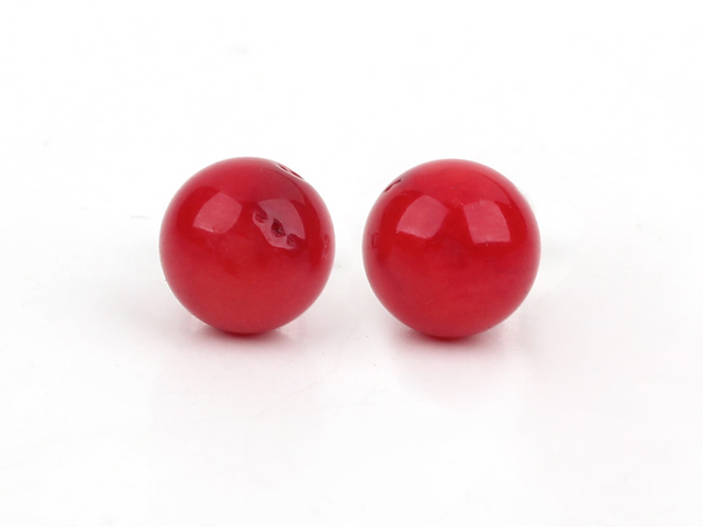 Classic Design 8mm Round Coral Studs Earrings