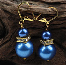 New Design Snowman Shape Dark Blue Seashell Christmas Earrings