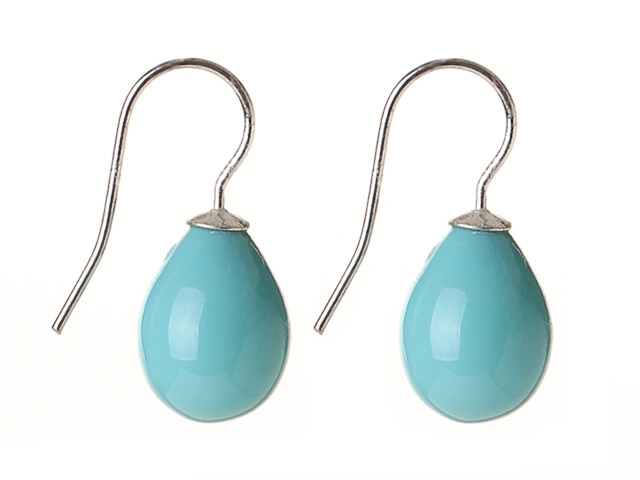 Classic Design Drop Shape Blue Turquoise Color Seashell Beads Earrings