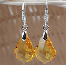 16mm Yellow Color Baroque Austrian Crystal Earrings