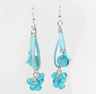 Blue Shell and Blue Crystal Cool Earrings