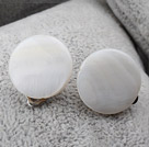 Classic Design Round White Shell Clip Earrings