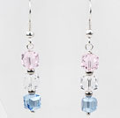 Dangle Style Three Color Manmade Crystal Earrings