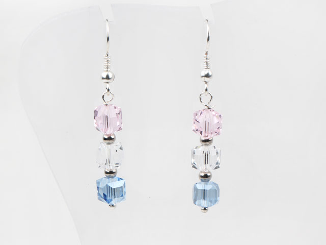 Dangle Style Three Color Manmade Crystal Earrings
