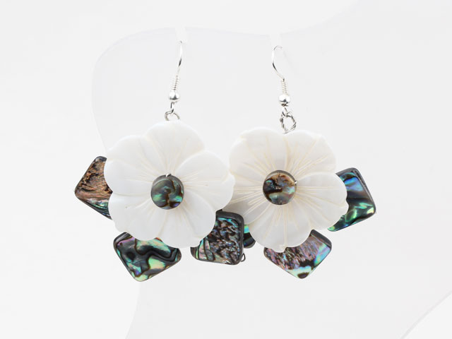 New Design White Shell Flower and Abalone Shell Earrings