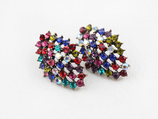 Fashion Style Multi Color Rhinestone Studs Earrings