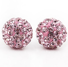 Fashion Style Pink Rhinestone Ball Studs Earrings
