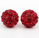 Fashion Style Red Rhinestone Ball Studs Earrings