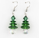 Green Color Austrian Crystal Xmas / Christmas Tree Earrings