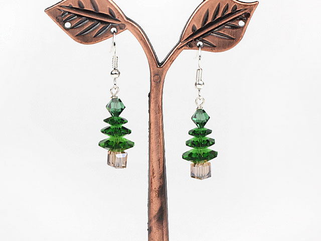 Fashion Style Green Color Austrian Crystal Xmas / Christmas Tree Earrings
