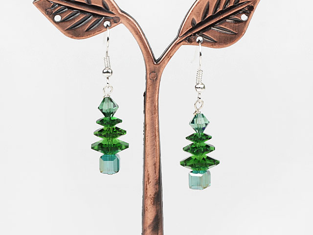 Fashion Style Green Austrian Crystal Xmas / Christmas Tree Earrings