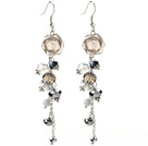 Assorted Gray Series Manmade Crystal and Smoky Quartz Flower Earrings