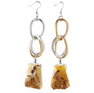 New Design Trapezoidal Shape Crystallized Agate Earrings with Metal Loop